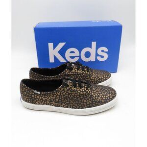 Keds Womens Canvas Dot Print Sneakers Black Bronze Size 5 NEW $60